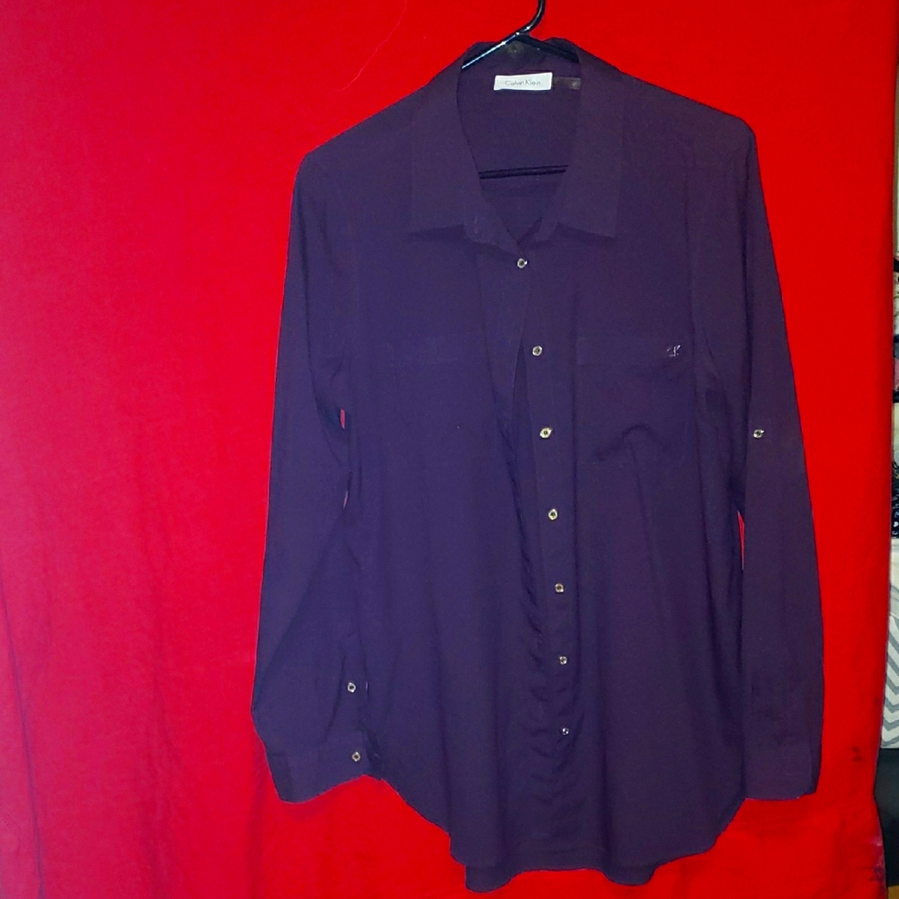 Womens Purple button up  Shirt by Calvin Klein